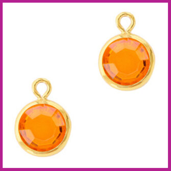 DQ Hangers van crystal glas rond 6mm Gold-Sun orange