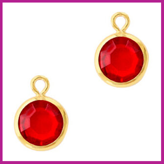DQ Hangers van crystal glas rond 6mm Gold-Light siam red