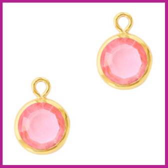 DQ Hangers van crystal glas rond 6mm Gold-Light rose