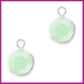DQ Hangers van crystal glas rond 6mm Silver-Powder opal green