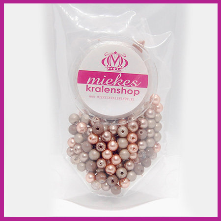DIY pakketje mix Fancy Pearls bruin rosegold
