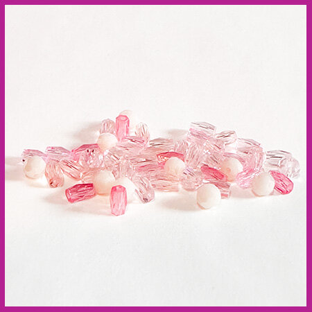 Glasmix mini facet disc/tube roze
