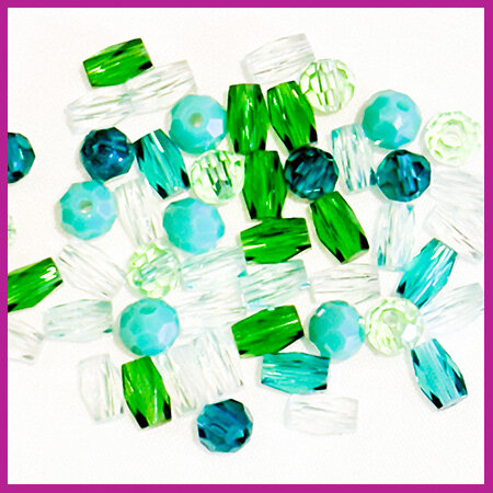 Glasmix mini facet disc/tube groen