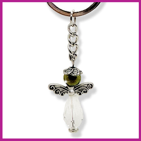 DIY pakketje geluksengel M Zilver crystal