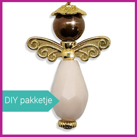 DIY pakketje geluksengel M Goud beige