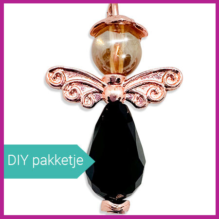 DIY pakketje geluksengel M Rosegold zwart