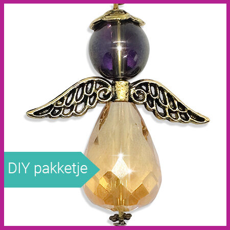 DIY pakketje geluksengel L Antiek goud champagne