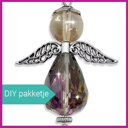 DIY pakketje geluksengel L Zilver antraciet AB