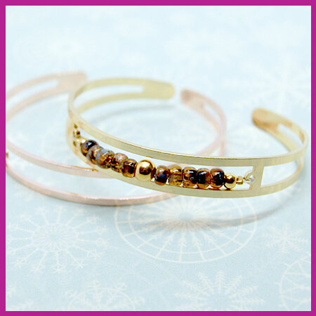 DQ metaal basis armband met twee oogjes Rosegold