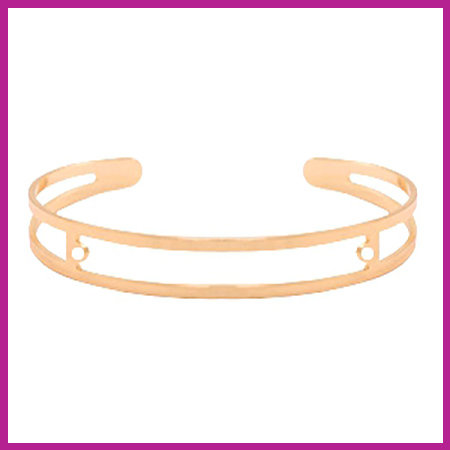 DQ metaal basis armband met twee oogjes Rosegold