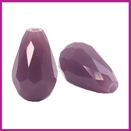 Glaskraal facet druppel 10x15mm mauve purple