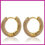 RVS stainless steel creolen enamel 16mm goud - nude brown