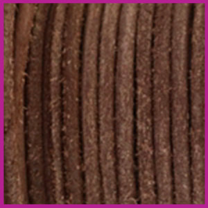DQ leer rond 2 mm Red brown vintage finish per 50cm