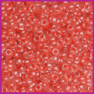 ToHo rocailles 8/0 Crystal/Tomato Lined