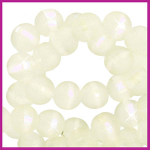 Glaskraal mat holographic line 8mm Off white