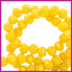 Glaskraal top facet disc 6x4mm Vibrant yellow pearl shine