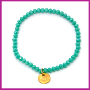 Sisa top facet armbandje 4x3mm turquoise green-pearl shine