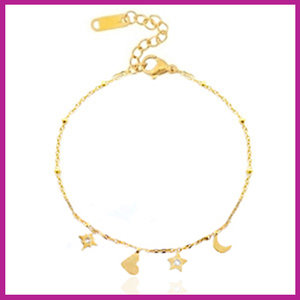 RVS Stainless steel armbandje heart star & moon goud