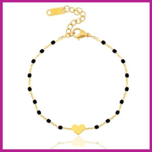 RVS Stainless steel armbandje heart zwart goud