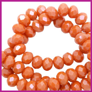 Glaskraal top facet disc 6x4mm Orche orange pearl shine