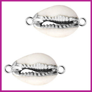 Schelp kraal tussenstuk specials Kauri Cream white-silver