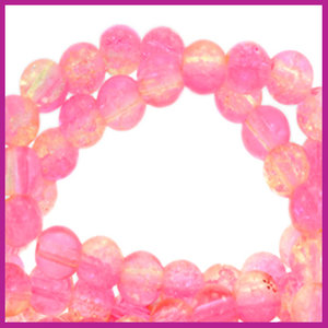 Glaskraal crackle Ø6mm azalea light pink