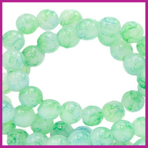 Glaskraal gemêleerd Ø6mm bleached aqua blue