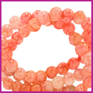 Glaskraal gemêleerd Ø6mm salmon orange