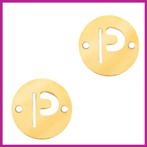 RVS stainless steel tussenstuk initial coin goud P