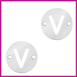 RVS stainless steel tussenstuk initial coin zilver V