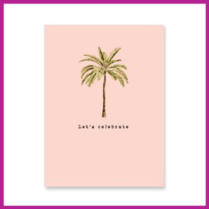 Sieraden kaartje "Let's celebrate" salmon pink-green