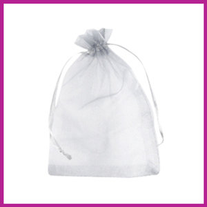 Organza zakje voor sieraden kaartje silver grey