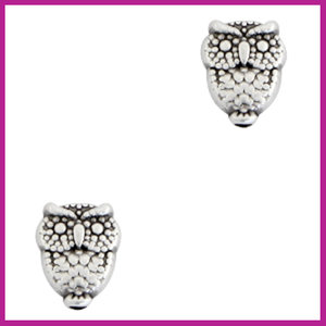 DQ metaal kraal uil Antiek zilver