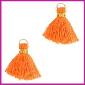 Kwastje 1.5cm goud neon oranje