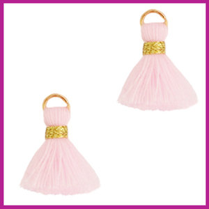 Kwastje 1.5cm goud light pink