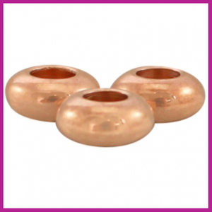 DQ metaal ring / kraal plat 7 x 3 mm Rosegold