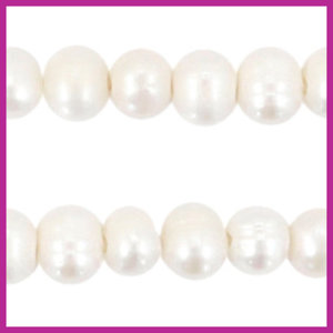 Zoetwaterparels semi rond 7-8mm White