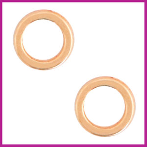 DQ metaal ring / kraal plat 6 x 1 mm Rosegold