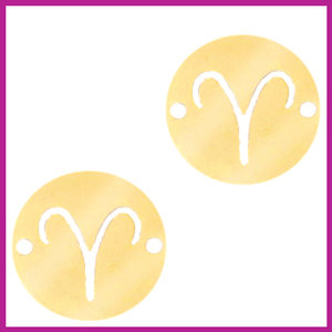 RVS stainless steel zodiac coin ram goud