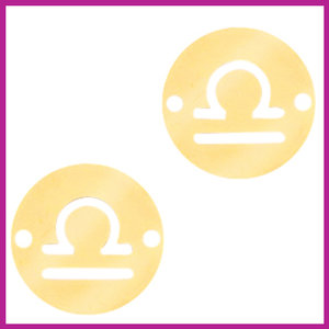 RVS stainless steel zodiac coin weegschaal goud