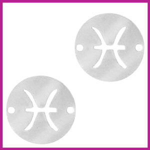 RVS stainless steel zodiac coin vissen zilver