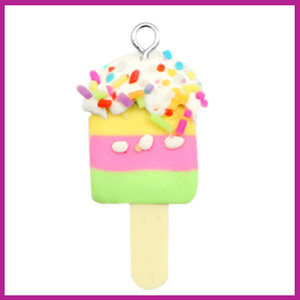 Polymeer bedel / hanger ijslolly regenboog groen