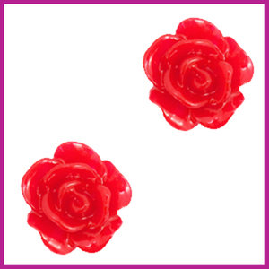 Roosje kraal 10mm lollipop red