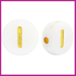 Letterkraal acryl wit/goud rond 7 mm I