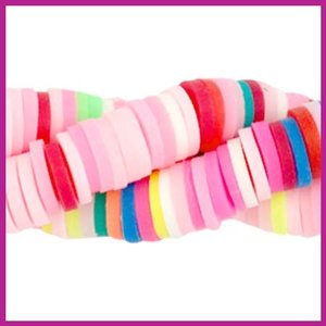 Katsuki kralen disc rond 4mm mix rainbow pink