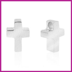 RVS stainless steel kraal kruisje zilver