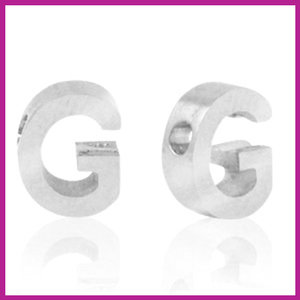 RVS stainless steel initial bead zilver G