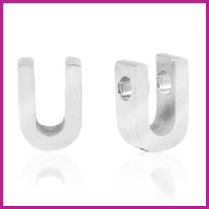 RVS stainless steel initial bead zilver U