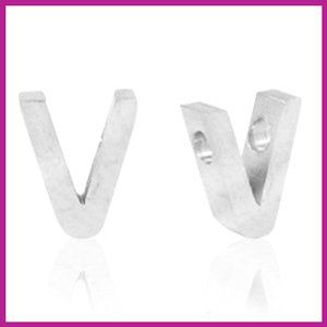 RVS stainless steel initial bead zilver V
