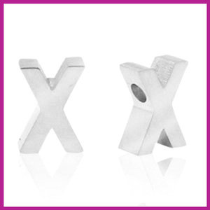 RVS stainless steel initial bead zilver X